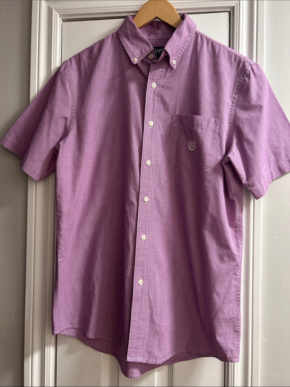 Chaps Short Sleeve Button-Down Shirt — Lavender Purple